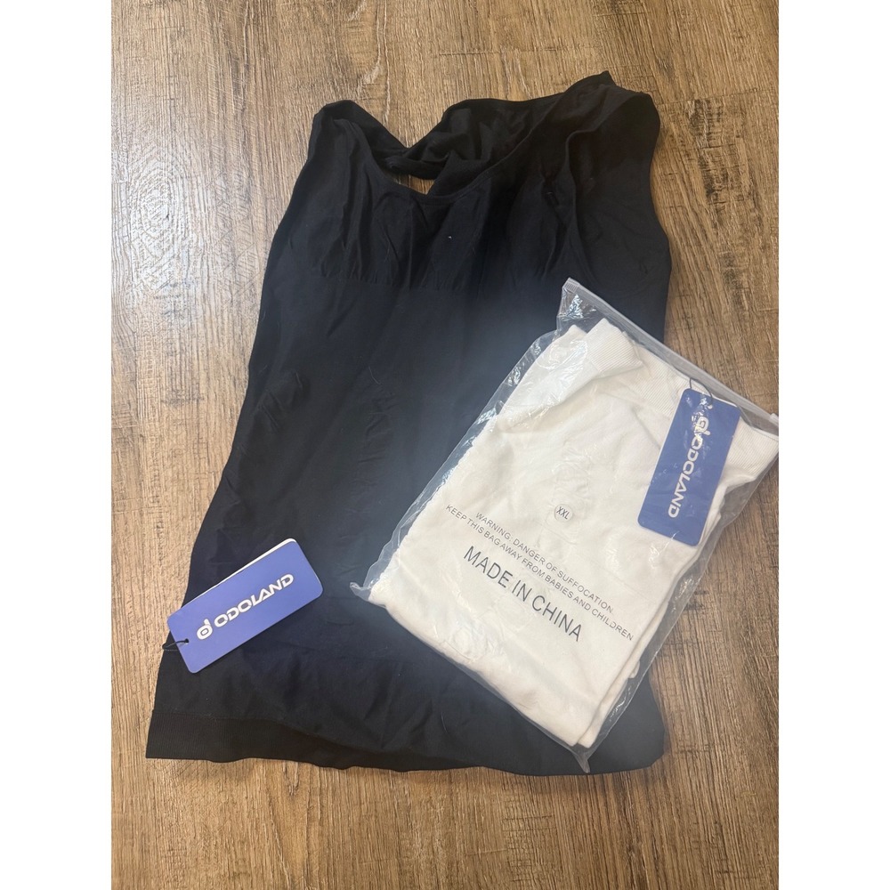Odoland Mens Body Shaper Vest XXL Compression Tank Top Black White 2 Pack NWT